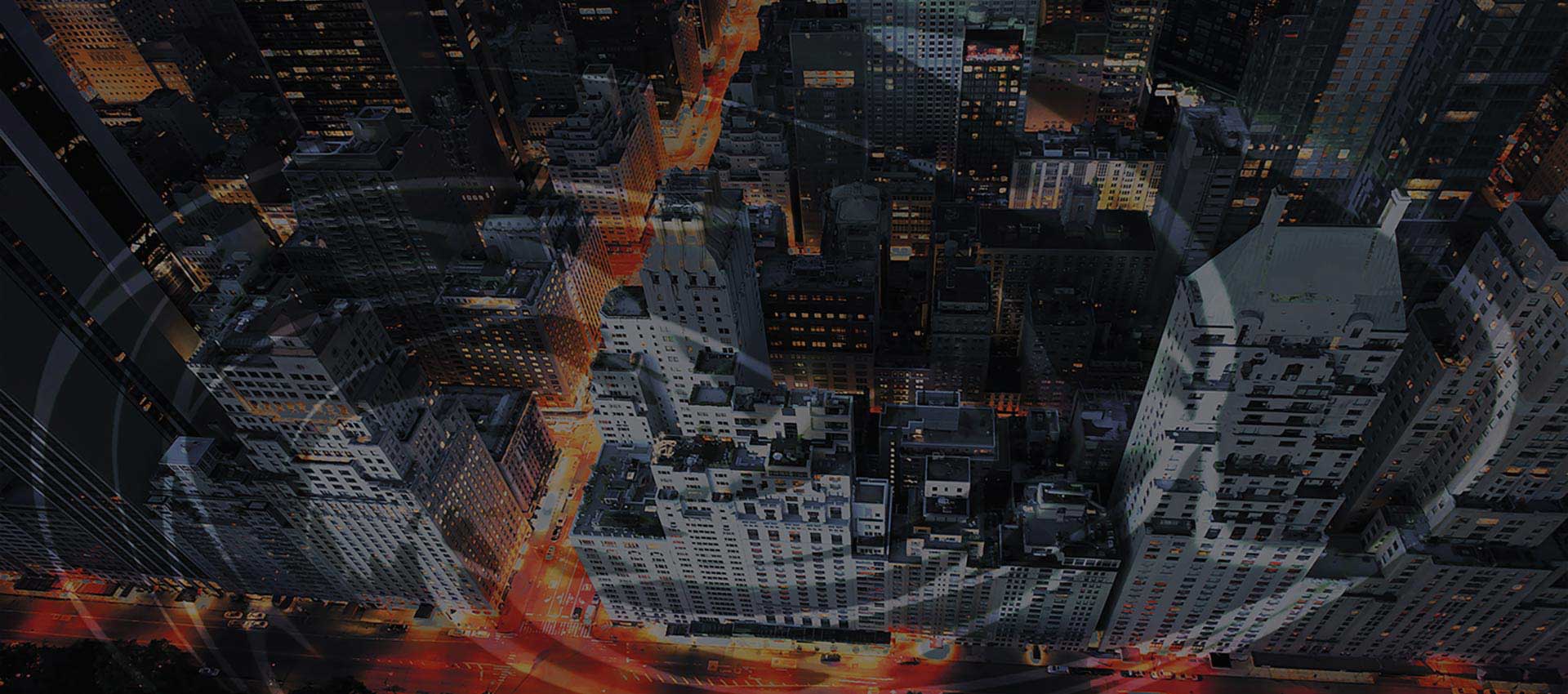 New York City by night covered in orange color streams